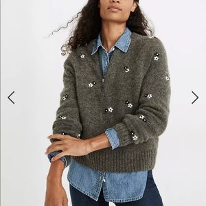 New with tags Madewell sweater. Floral, v-neck, half zip sweater. Brand new.